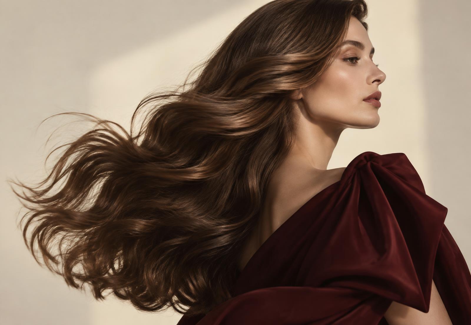 Cabello en movimiento en una fotografía editorial